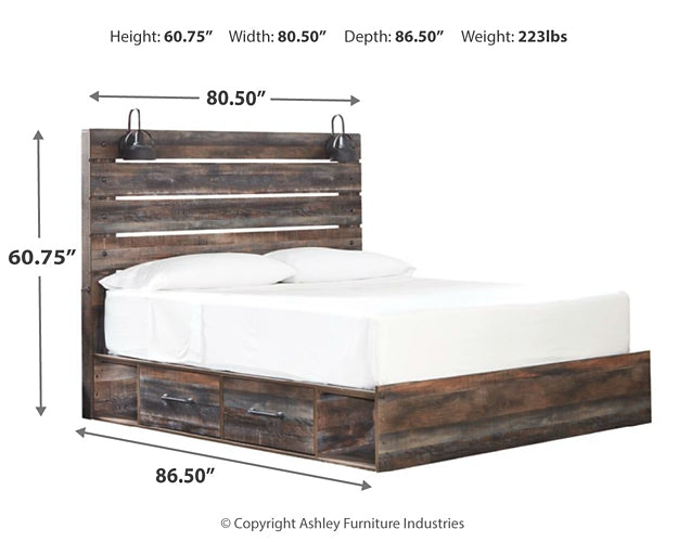 Drystan  Panel Bed With 2 Storage Drawers