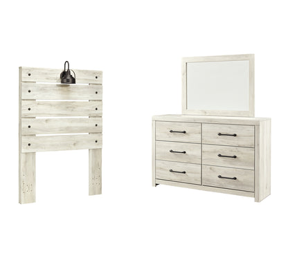 Cambeck  Panel Headboard With Mirrored Dresser