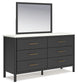 Cadmori Full Upholstered Panel Bed with Mirrored Dresser, Chest and 2 Nightstands