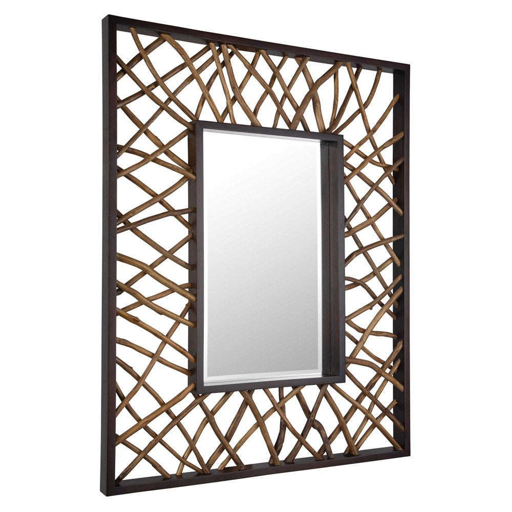 TEAK MAZE RECTANGLE MIRROR