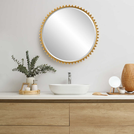 TAZA ROUND MIRROR, GOLD