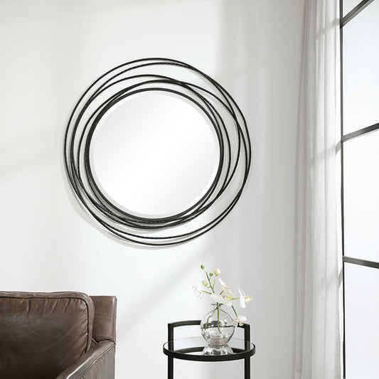 WHIRLWIND ROUND MIRROR, BLACK