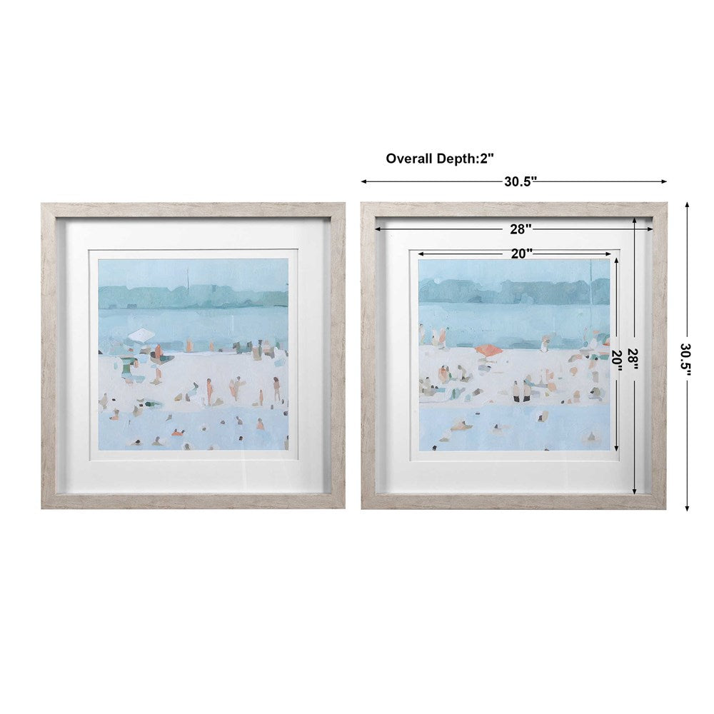 SEA GLASS SANDBAR FRAMED PRINTS, S/2