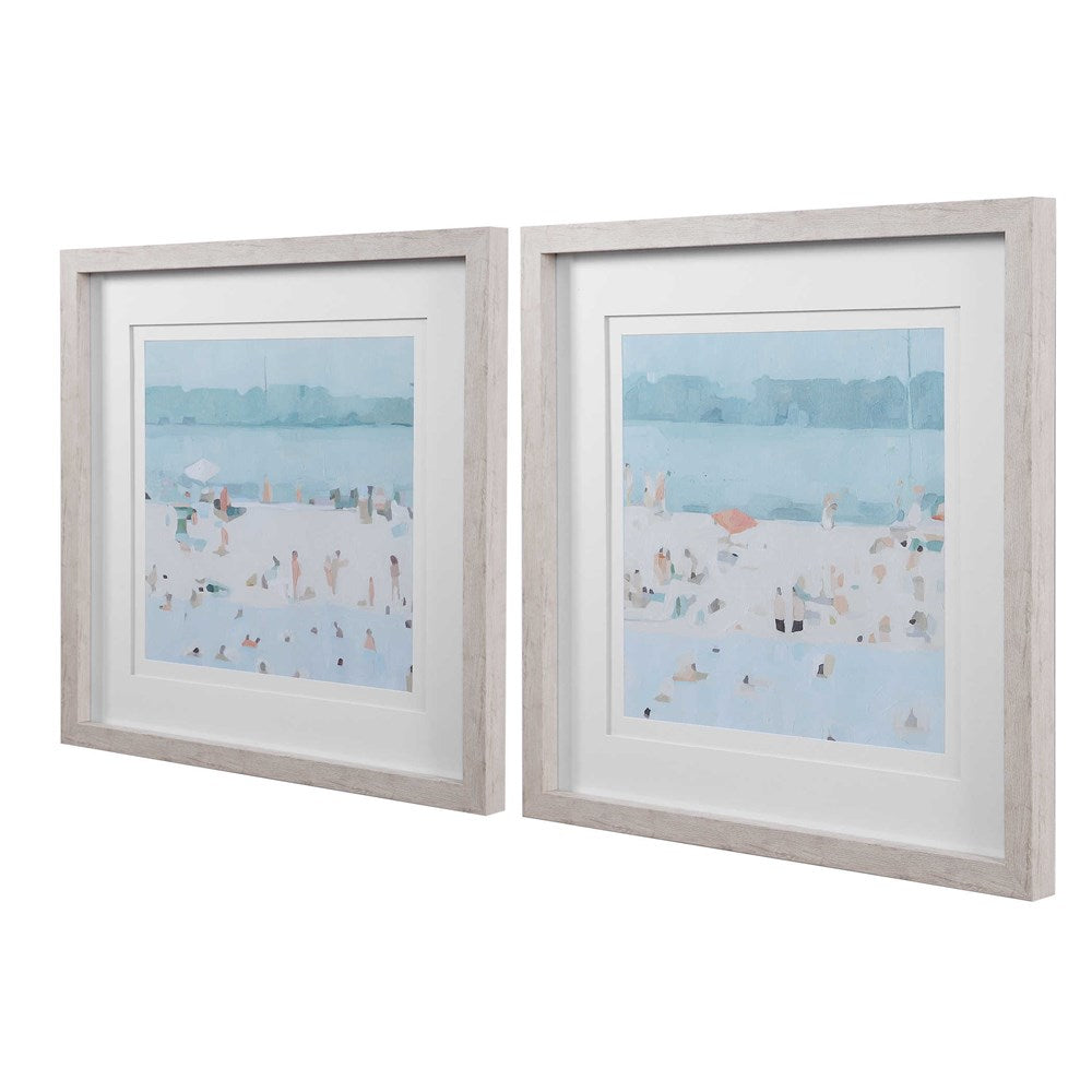 SEA GLASS SANDBAR FRAMED PRINTS, S/2