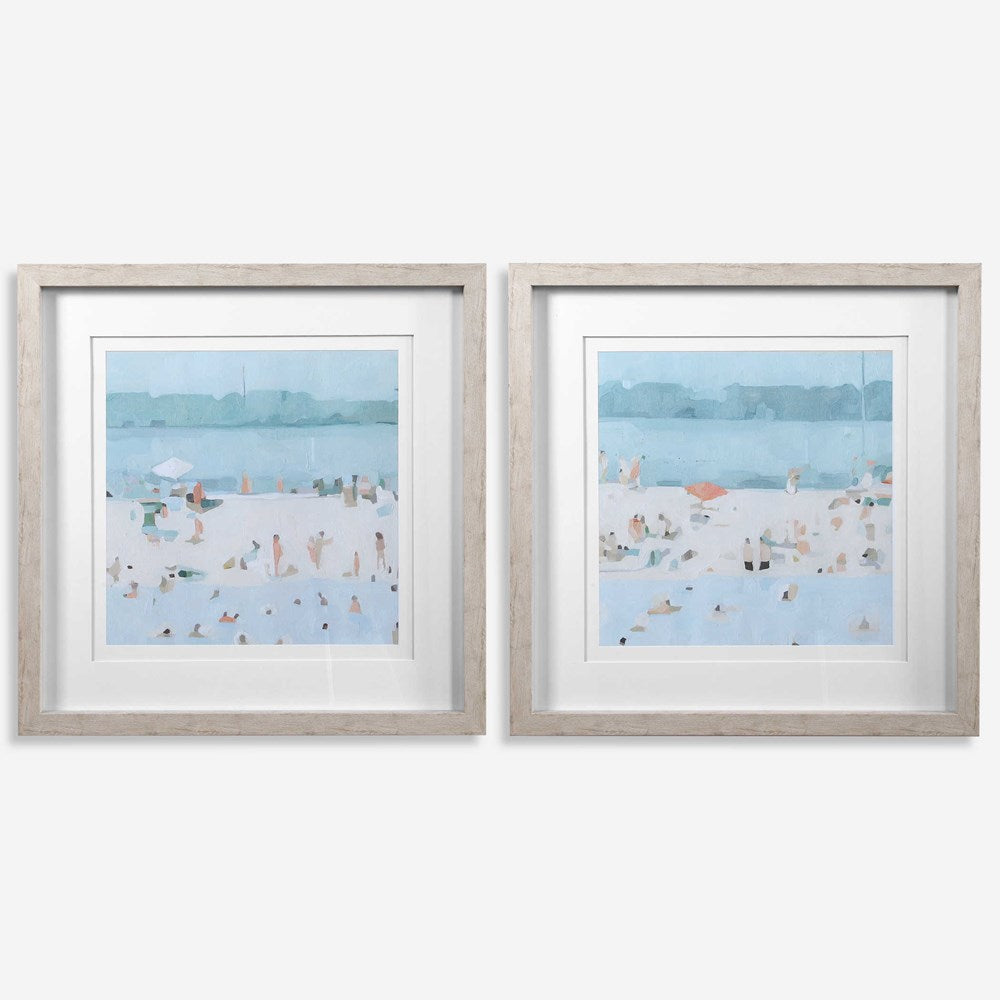 SEA GLASS SANDBAR FRAMED PRINTS, S/2