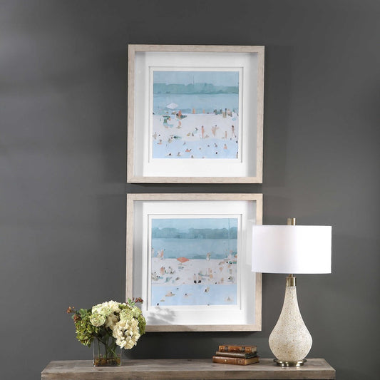 SEA GLASS SANDBAR FRAMED PRINTS, S/2