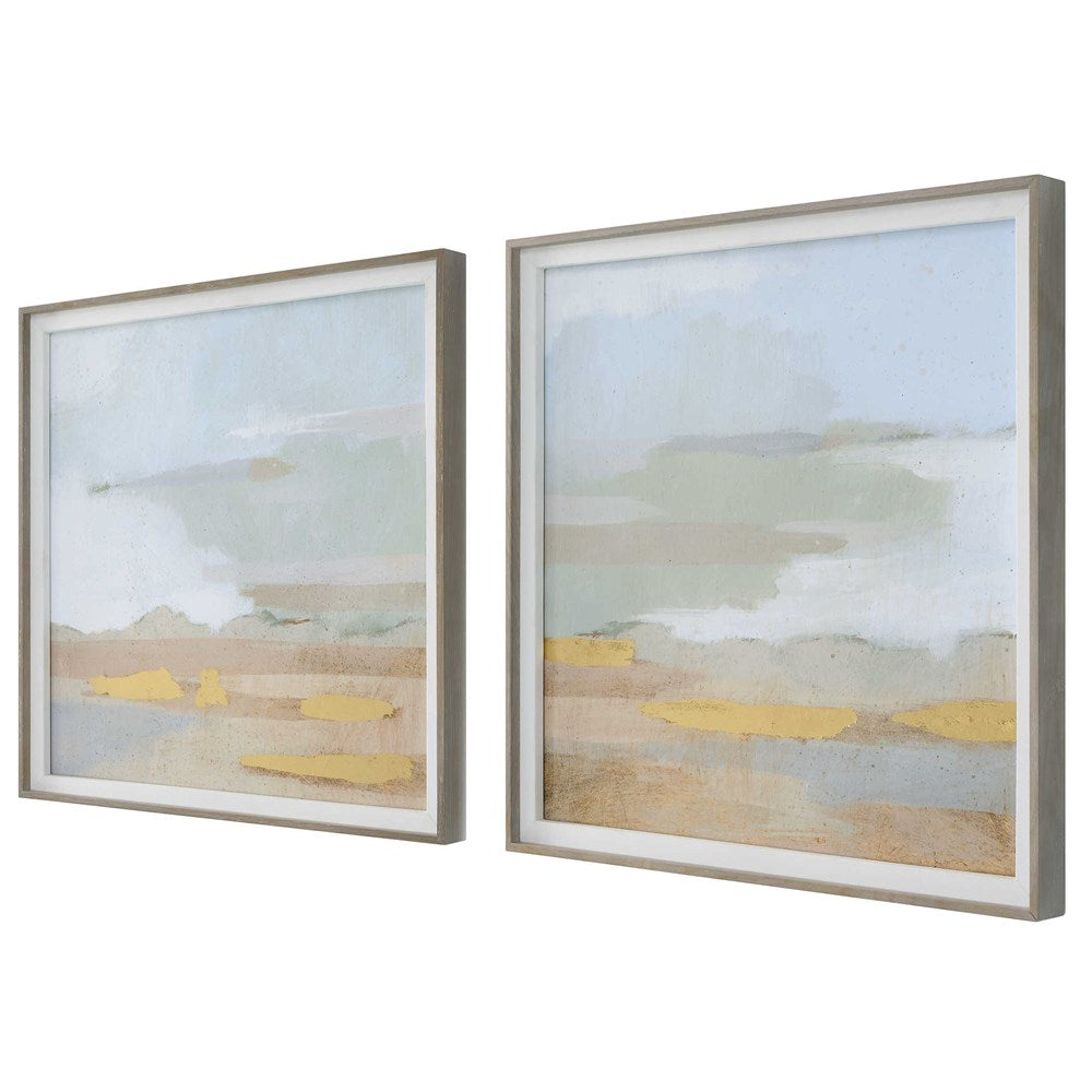 ABSTRACT COASTLINE FRAMED PRINTS, S/2