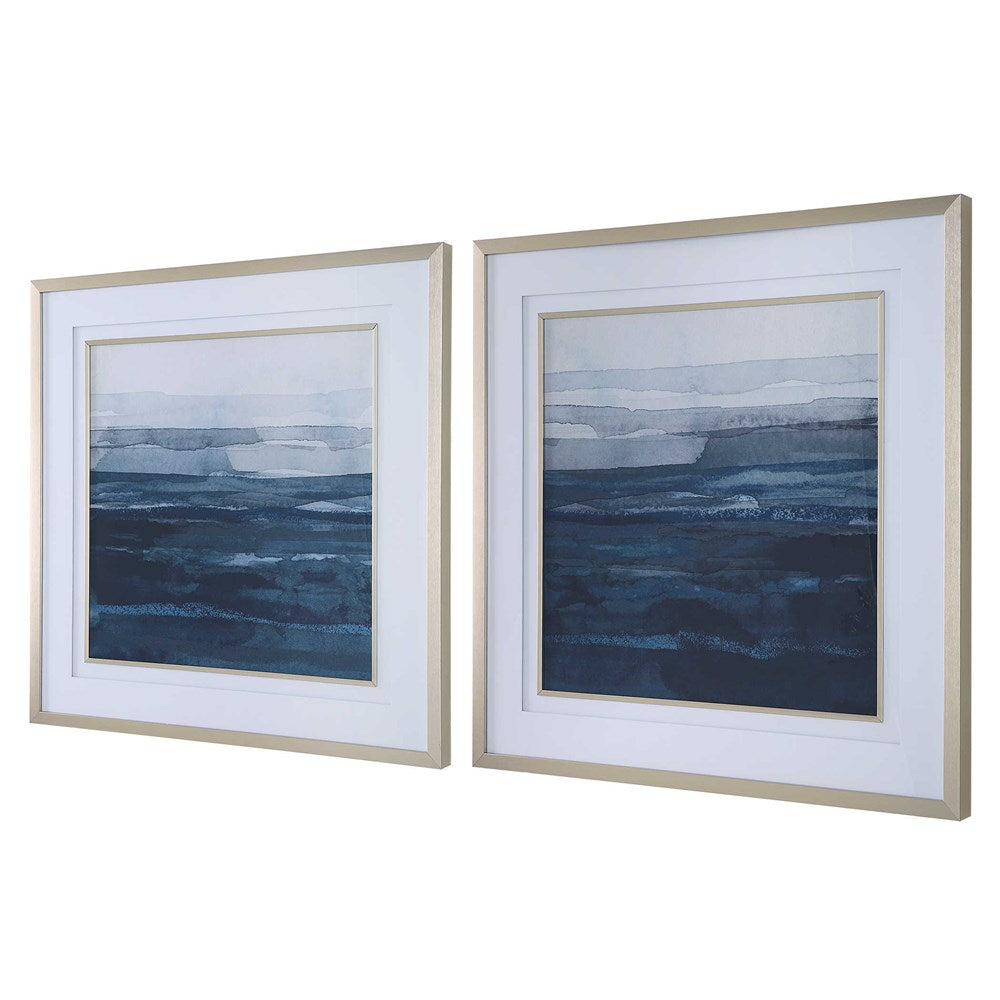 RISING BLUE FRAMED PRINTS, S/2