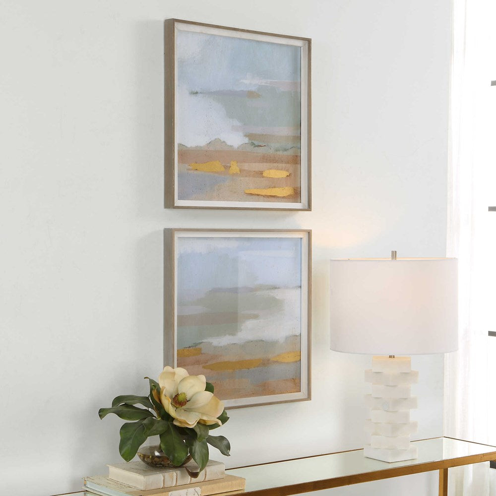 ABSTRACT COASTLINE FRAMED PRINTS, S/2