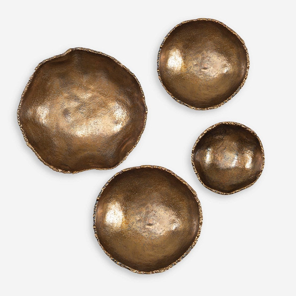 LUCKY COINS METAL WALL DECOR, BRASS, S/4