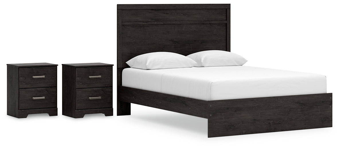 Belachime Queen Panel Bed with 2 Nightstands