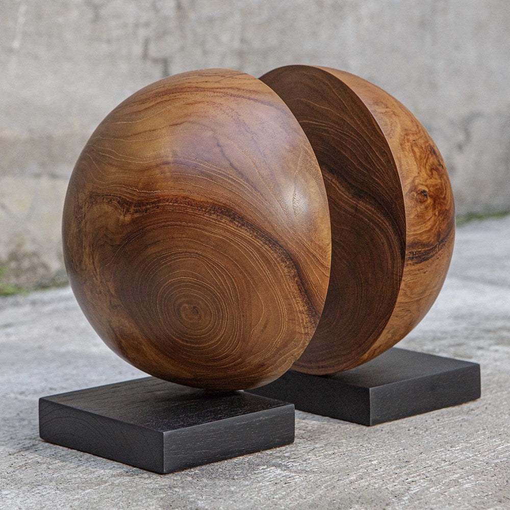 TEAK AND NOIR BOOKENDS, S/2