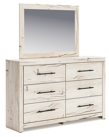 Lawroy King Panel Bed with Mirrored Dresser and Nightstand