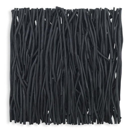 Gathered Teak Square Wood Wall Decor, Black