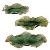 Abella Ceramic Wall Decor, Green, S/3