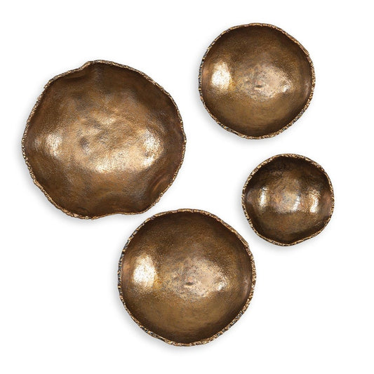 Lucky Coins Metal Wall Decor, Brass, S/4