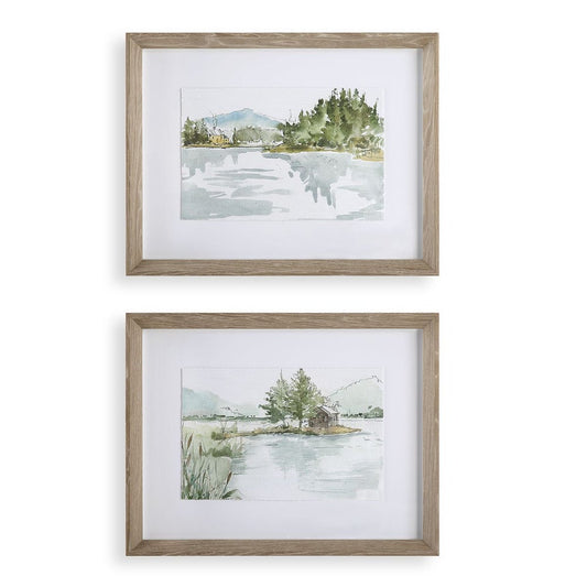 Serene Lake Framed Prints, S/2