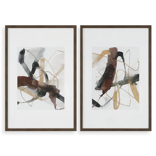 Burgundy Interjection Framed Prints, S/2