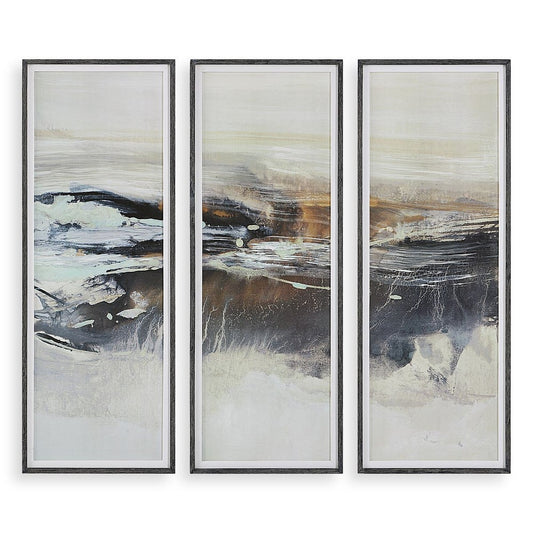 Graphite Horizon Framed Prints, S/3