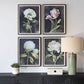 Florals on Black Framed Prints, S/4