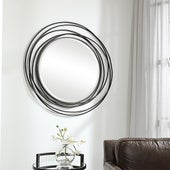 Whirlwind Round Mirror, Black