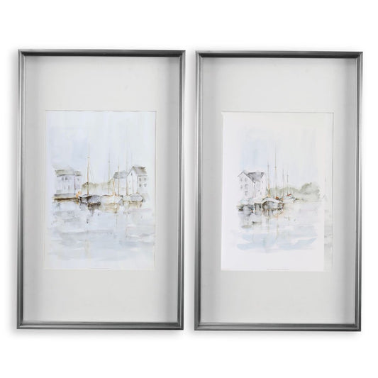 New England Port Framed Prints, S/2