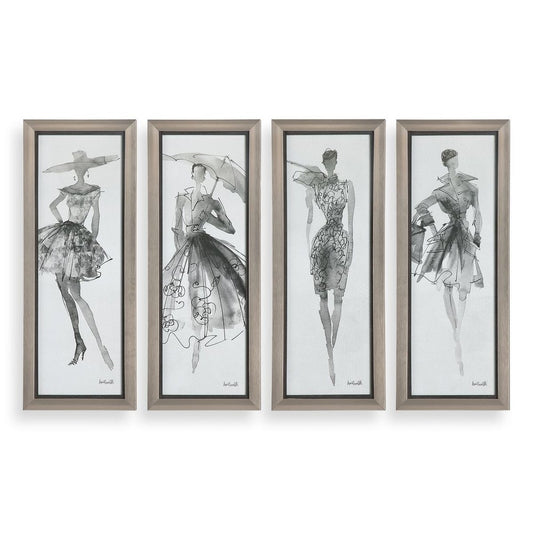 Fashion Sketchbook Framed Prints, S/4