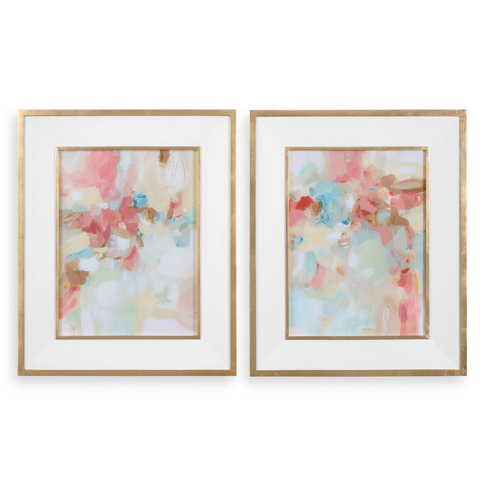 A Touch of Blush and Rosewood Fences Framed Prints, S/2