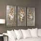 Champagne Leaves Hand Painted Canvases, S/3