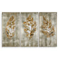 Champagne Leaves Hand Painted Canvases, S/3