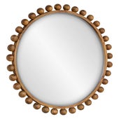 Cyra Wood Round Mirror, Walnut