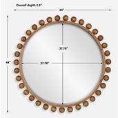 Cyra Wood Round Mirror, Walnut