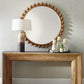 Cyra Wood Round Mirror, Walnut