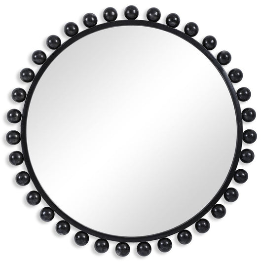 Cyra Round Mirror, Black