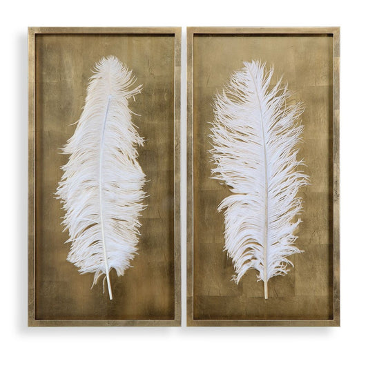 White Feathers Shadow Boxes, S/2