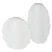 Ruffled Feathers Vases, White, S/2