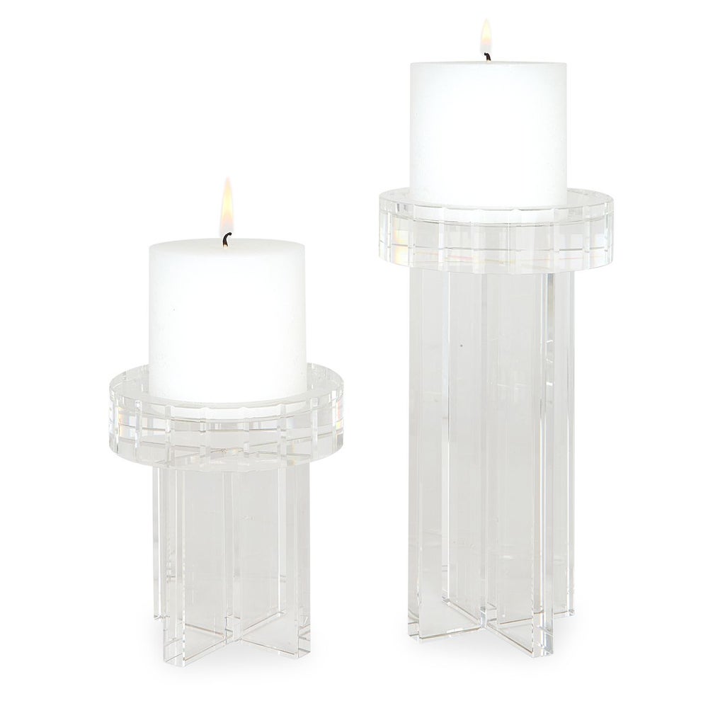 Crystal Pillar Candleholders, S/2