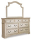 Realyn Queen Upholstered Bed with Mirrored Dresser and Chest