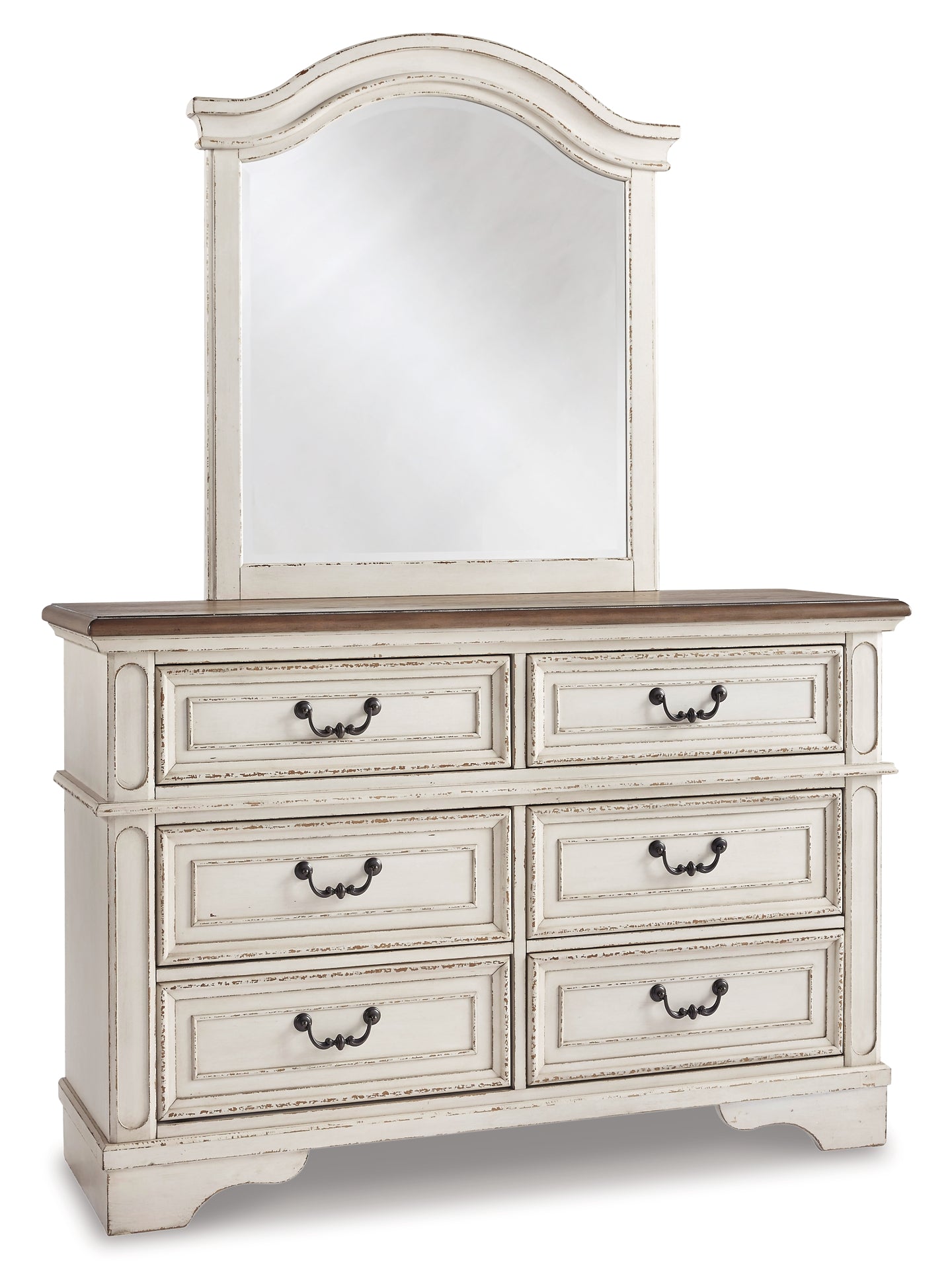 Realyn Twin Panel Bed with Mirrored Dresser and Chest