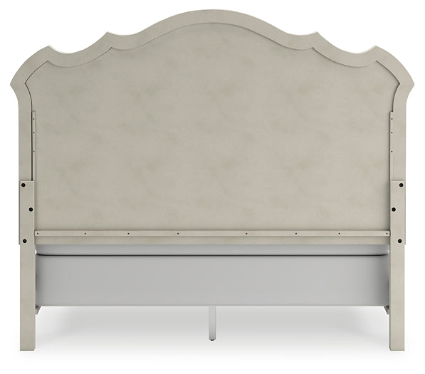 Arlendyne California King Upholstered Bed with Mirrored Dresser, Chest and 2 Nightstands