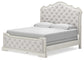 Arlendyne California King Upholstered Bed with Mirrored Dresser, Chest and 2 Nightstands