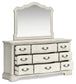 Arlendyne Queen Upholstered Bed with Mirrored Dresser, Chest and 2 Nightstands