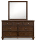 Danabrin California King Panel Bed with Mirrored Dresser