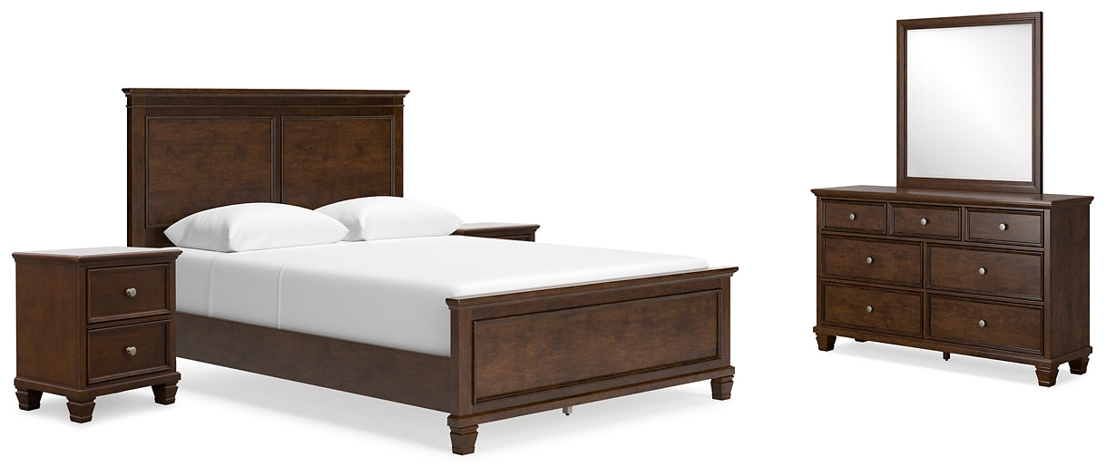 Danabrin Queen Panel Bed with Mirrored Dresser and 2 Nightstands