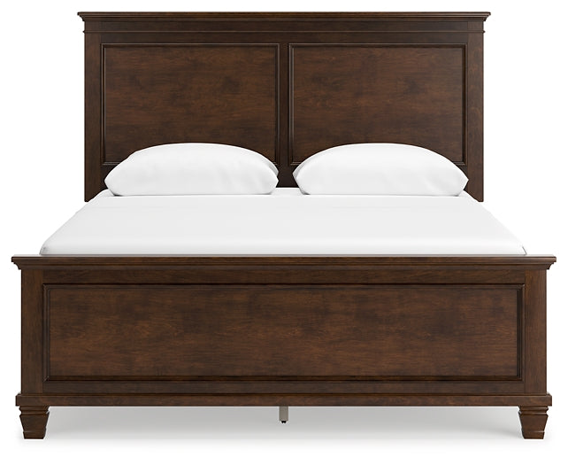 Danabrin Queen Panel Bed with Mirrored Dresser and Nightstand