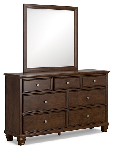 Danabrin California King Panel Bed with Mirrored Dresser and 2 Nightstands