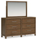 Cabalynn King Panel Bed with Storage with Mirrored Dresser and Chest