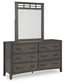 Montillan Queen Panel Bed with Mirrored Dresser and 2 Nightstands